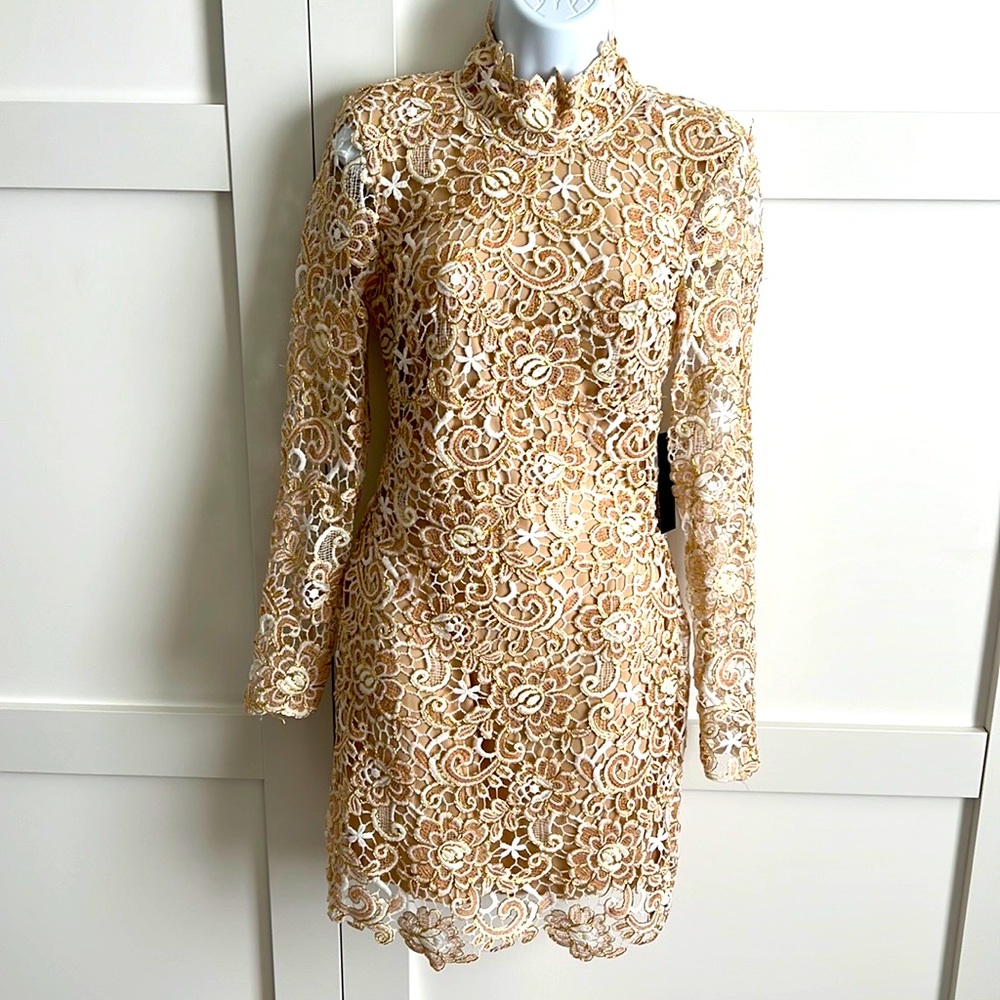 Gold white tan dress/ NWT / S